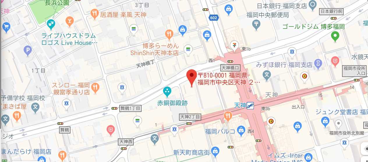 ゴリラクリニック福岡天神院のマップ
