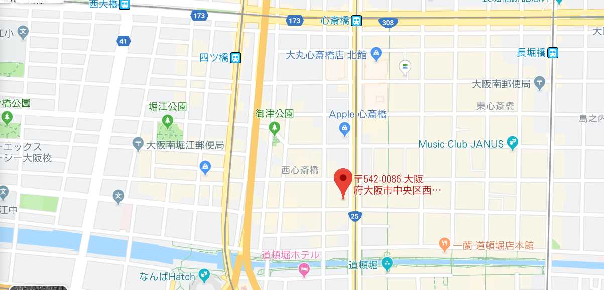 ゴリラクリニック大阪心斎橋院のマップ