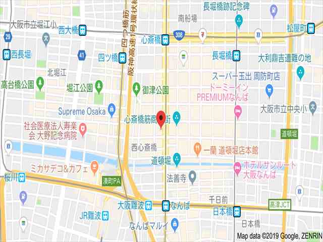 ゴリラクリニック大阪心斎橋地図