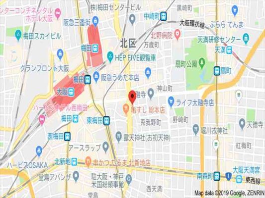 ゴリラクリニック大阪梅田院地図