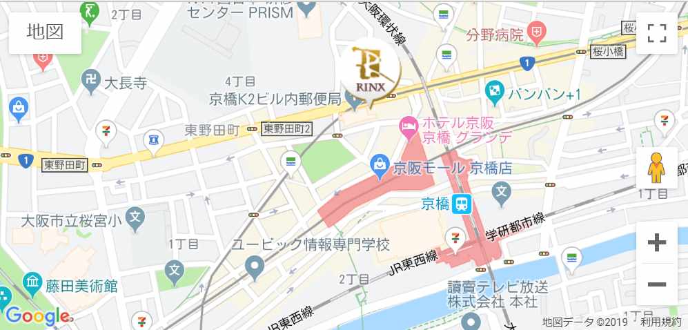 リンクス大阪京橋店のマップ