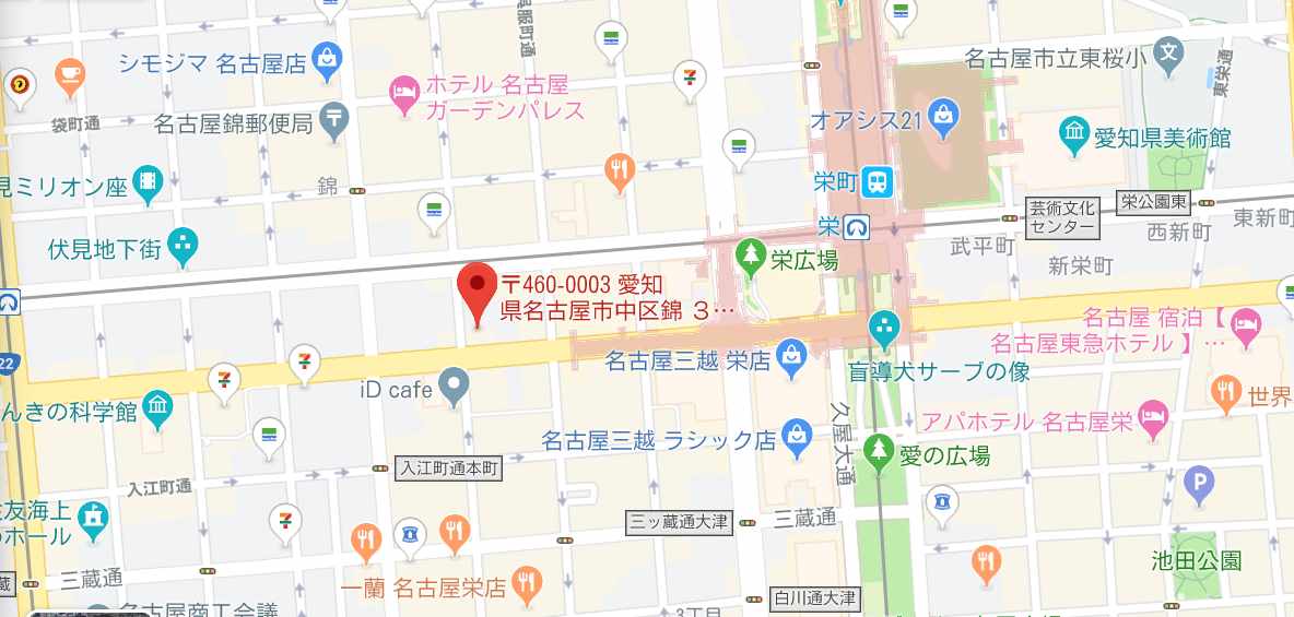 メンズリゼ名古屋栄店のマップ