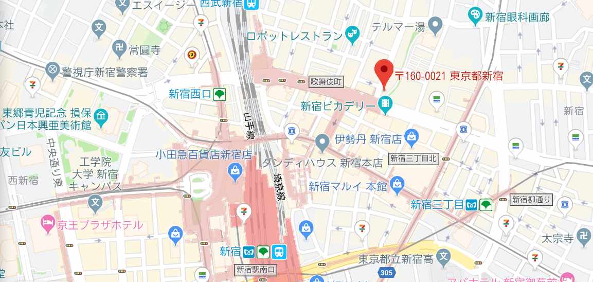 メンズリゼ新宿店のマップ