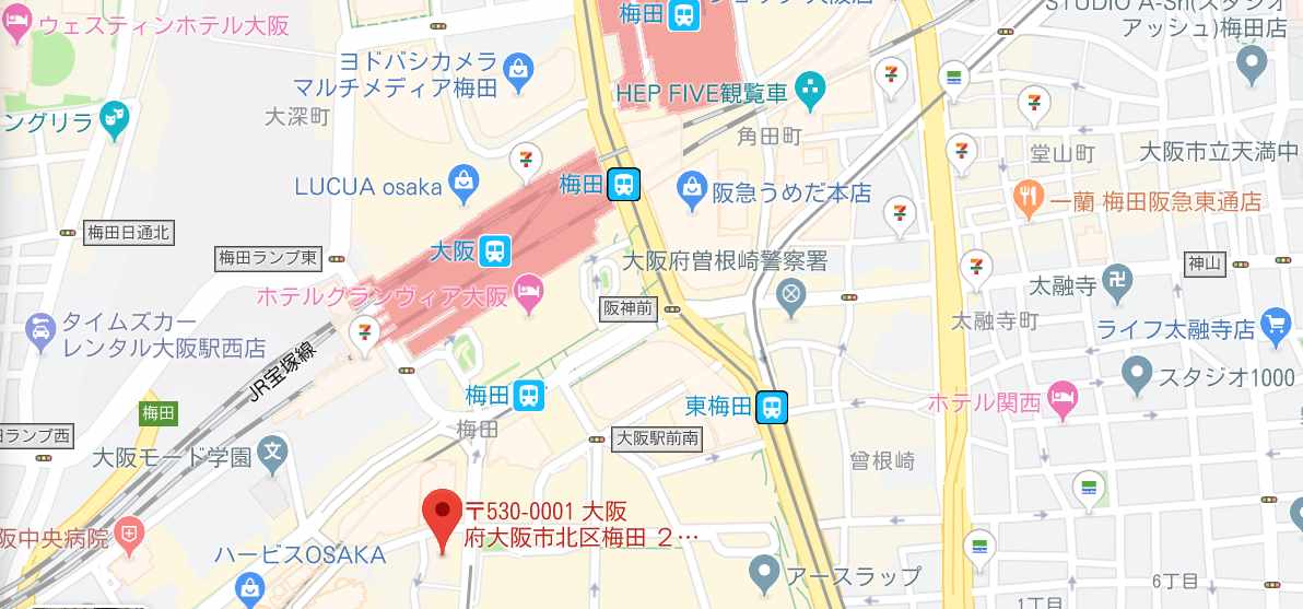 メンズリゼ梅田店のマップ