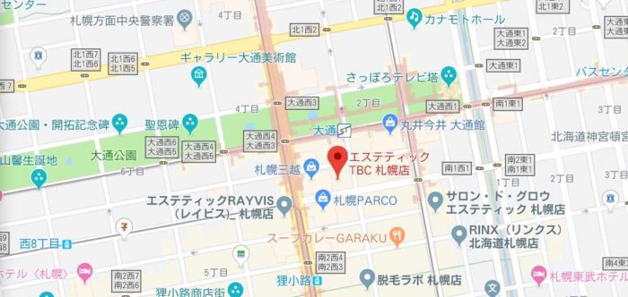 メンズTBC札幌店のマップ