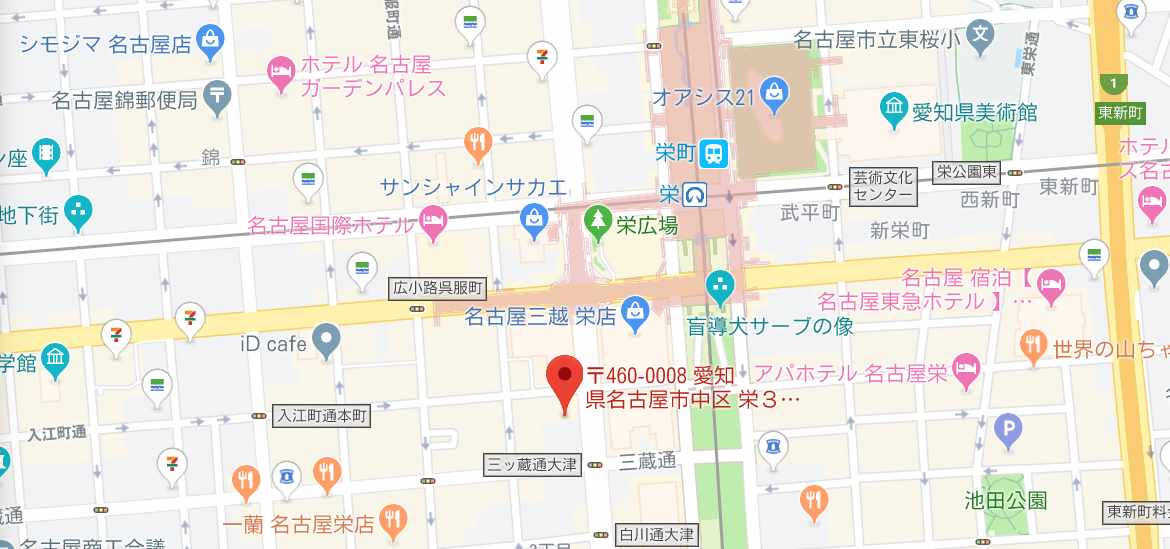 メンズTBC【名古屋栄店】のマップ
